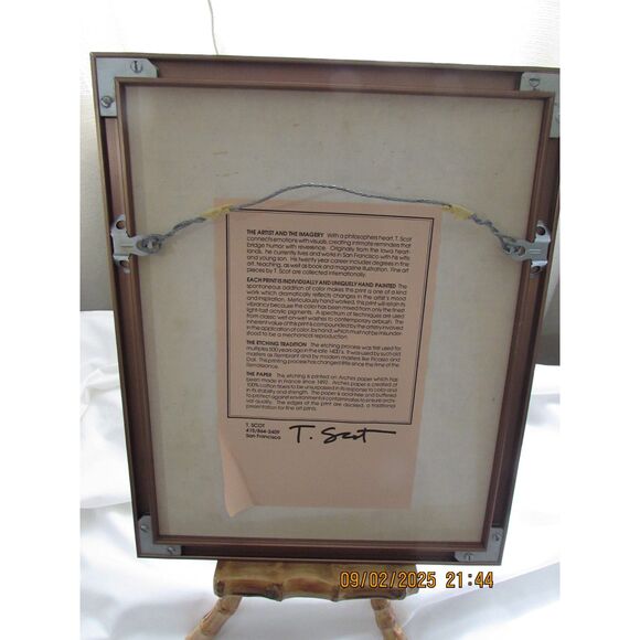 Framed art by T Scot love soup girl boy moon signed hand painted original - Picture 5 of 7